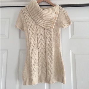 BCBG Maxazria Cream Short Sleeve Sweater XS