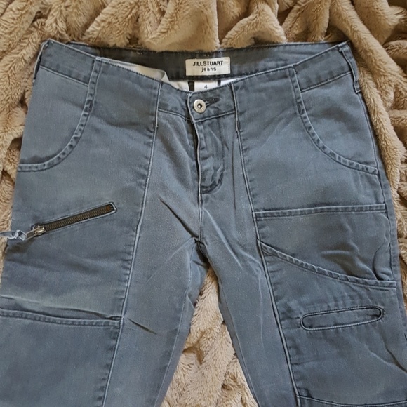 Jill Stuart Military Utility Jean Gray Green - Picture 1 of 8