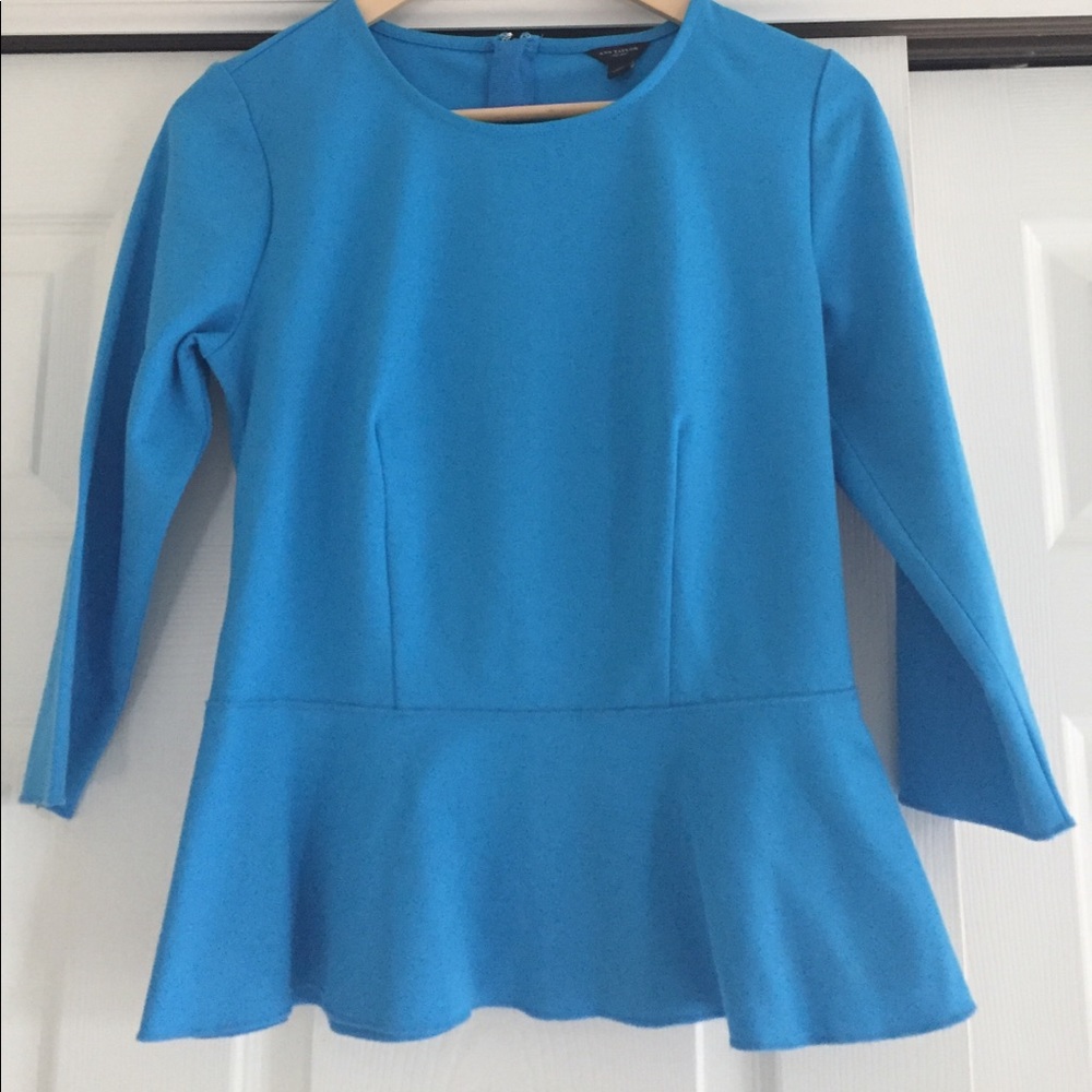 Ann Taylor Blue Peplum Top S