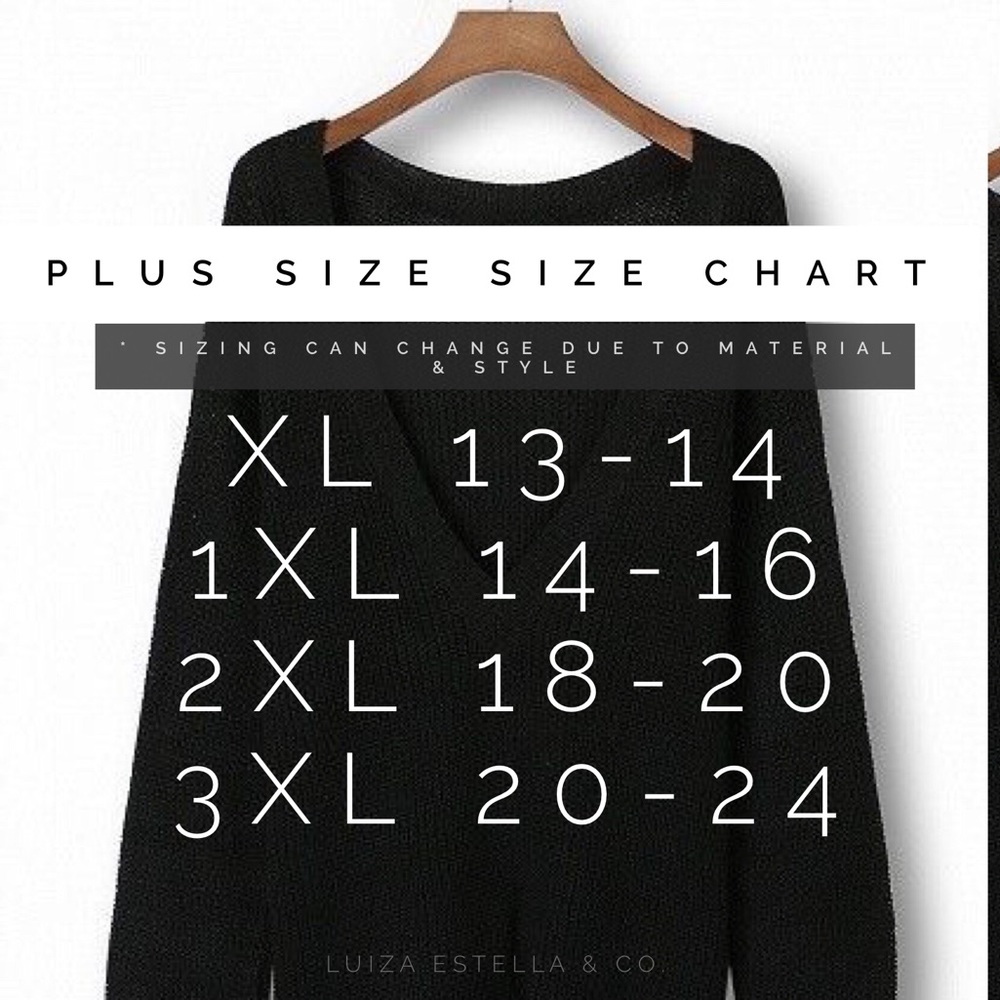 Plus Size Size Chart