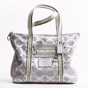 COACH Poppy OP Art Silver Glam Tote