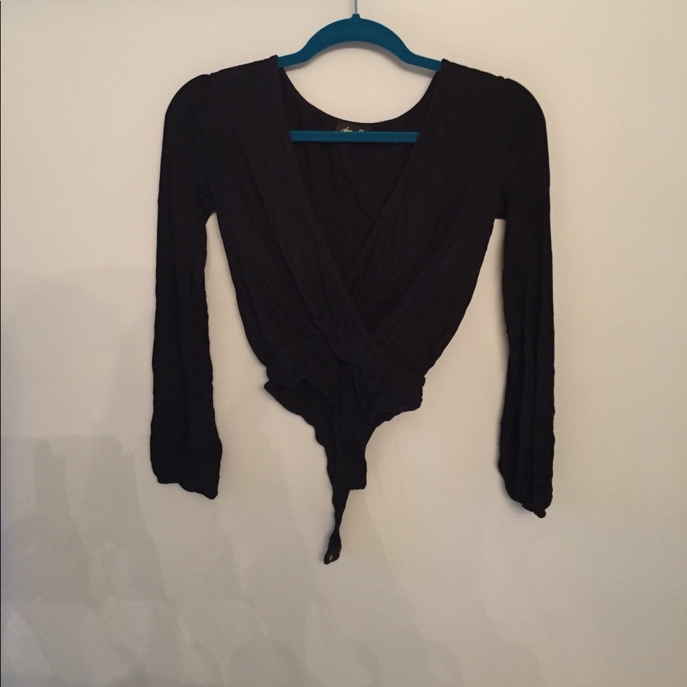 Black v neck body suit