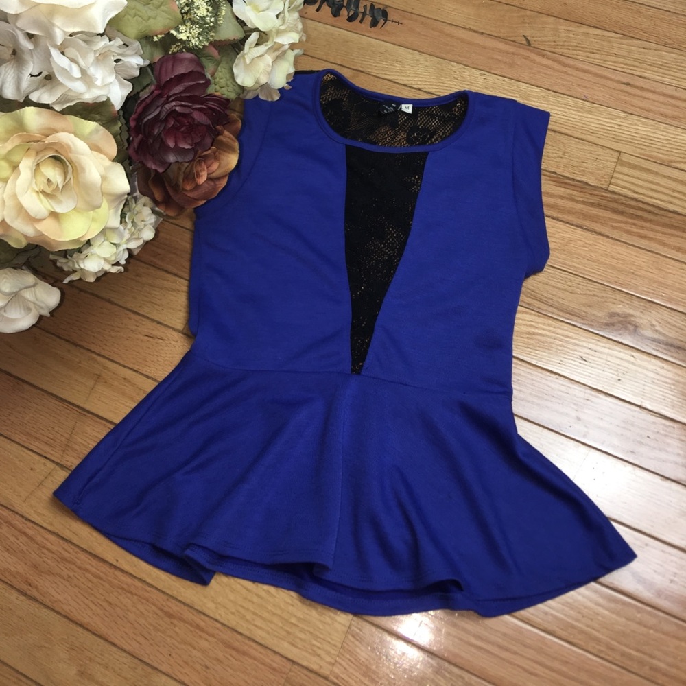 Lace Front & Back Peplum Shirt