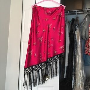 Red fringed skirt