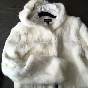 bebe rabbit fur cropped jacket w hoodie