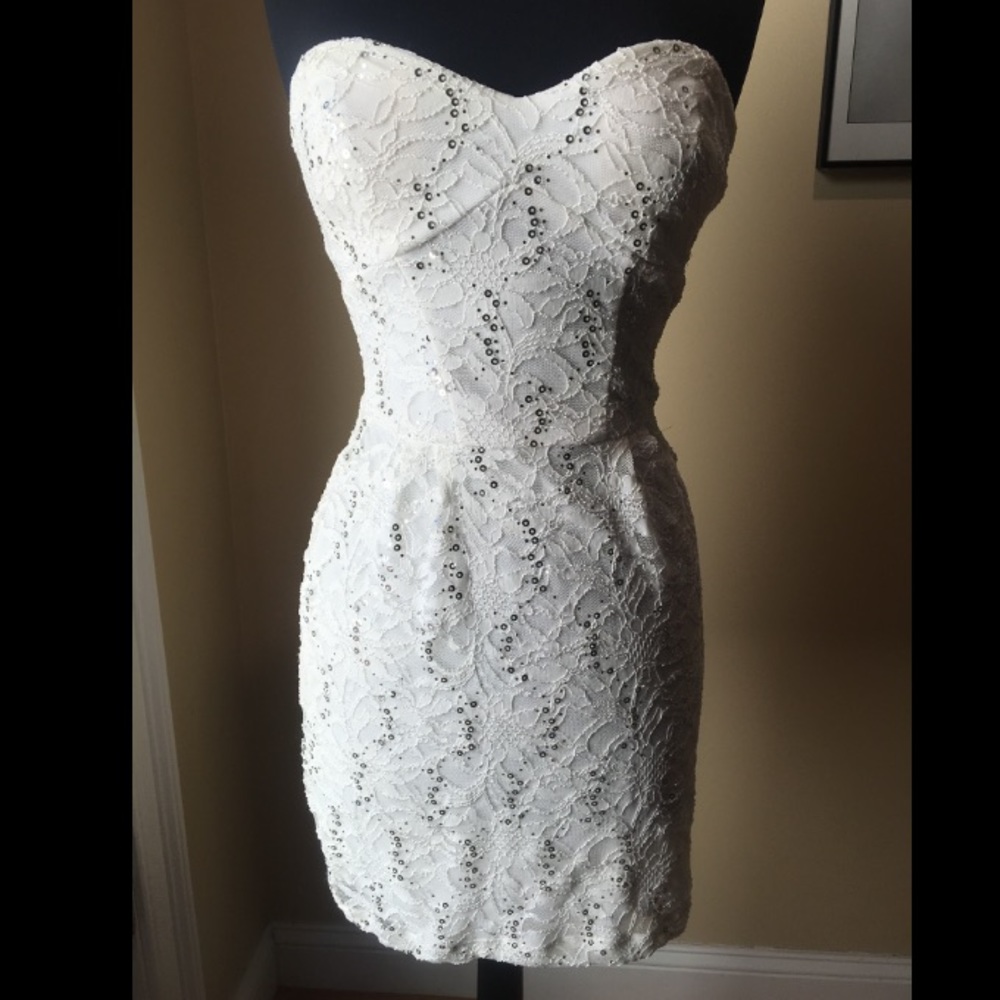 B. Darlin strapless lace sequin dress