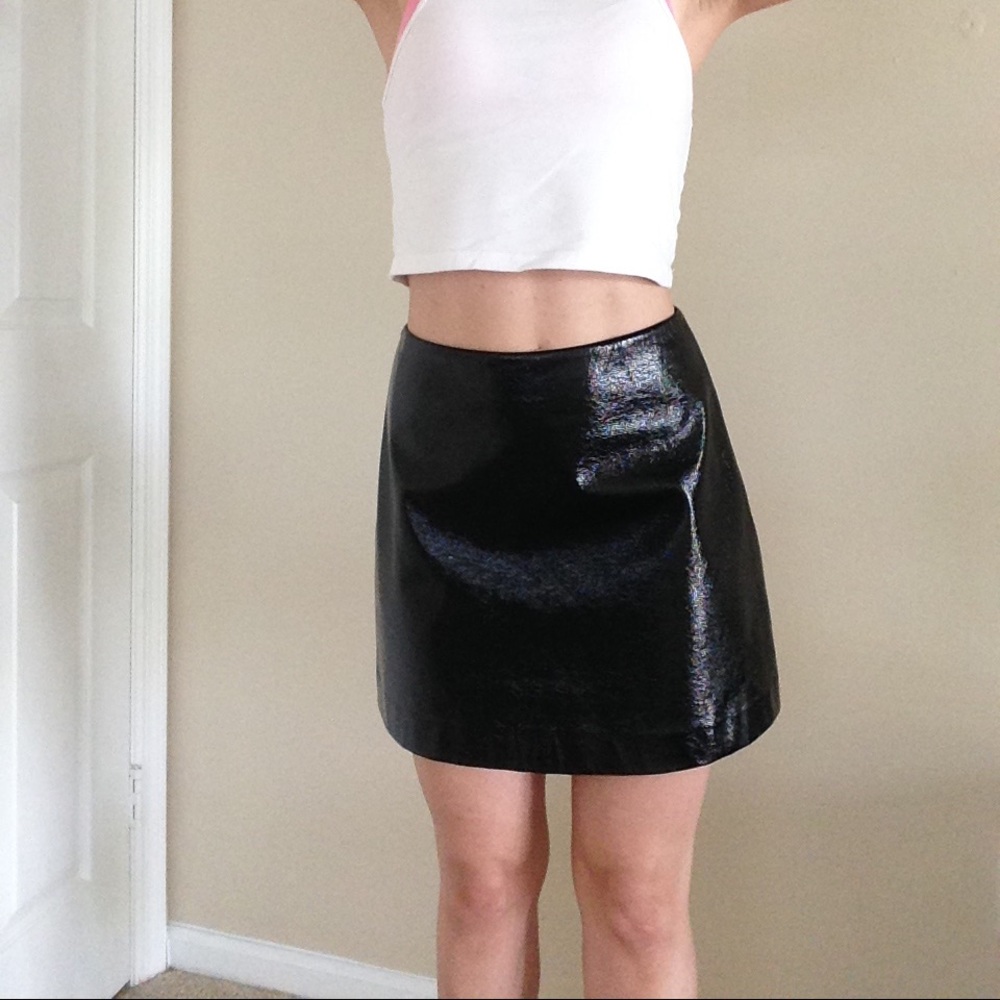 Express Shiny Vinyl Wet Look Skirt