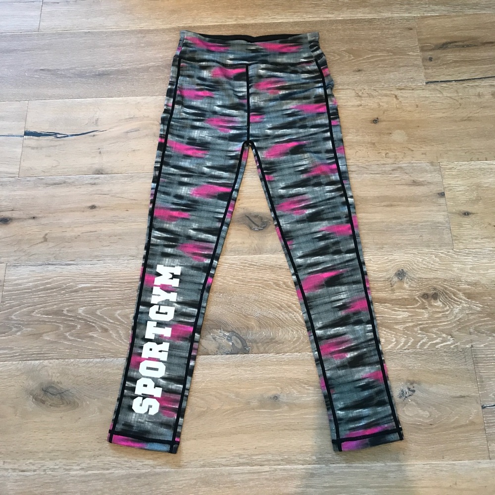 Workout Leggings 95% Nylon Pink/Gray Size M