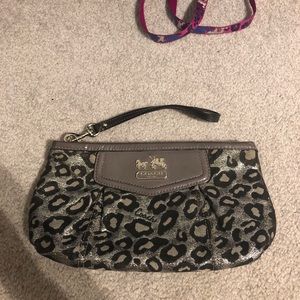 Grey and black COAH cheetah print wristlet