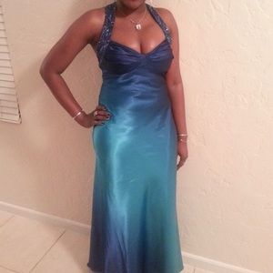 Onyx Nite blue/aqua beaded dress