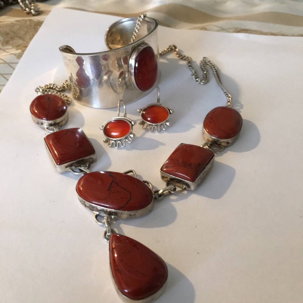 Carnelian sterling silver set