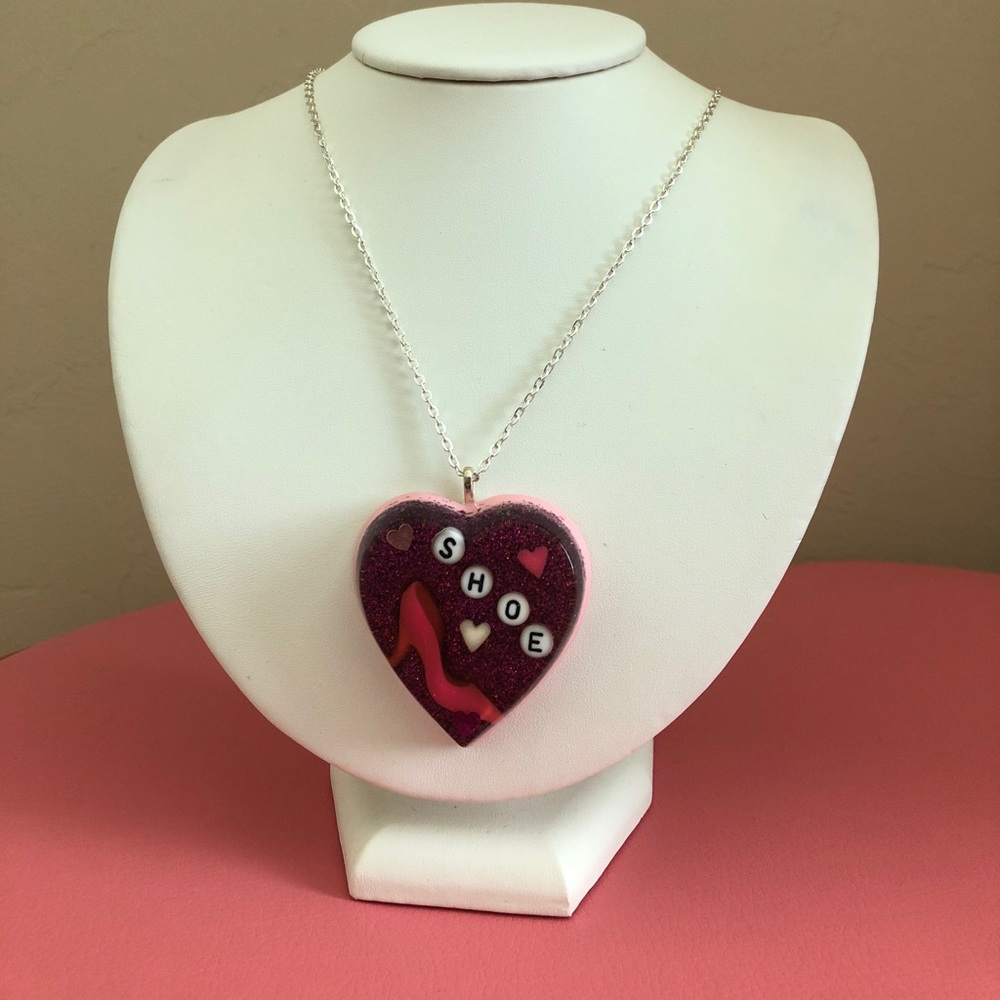 Shoe Love Pink Resin High Heel Necklace