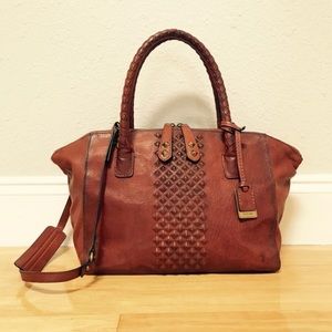 Frye 'Jesse' Stud Leather Satchel Tote in Whiskey