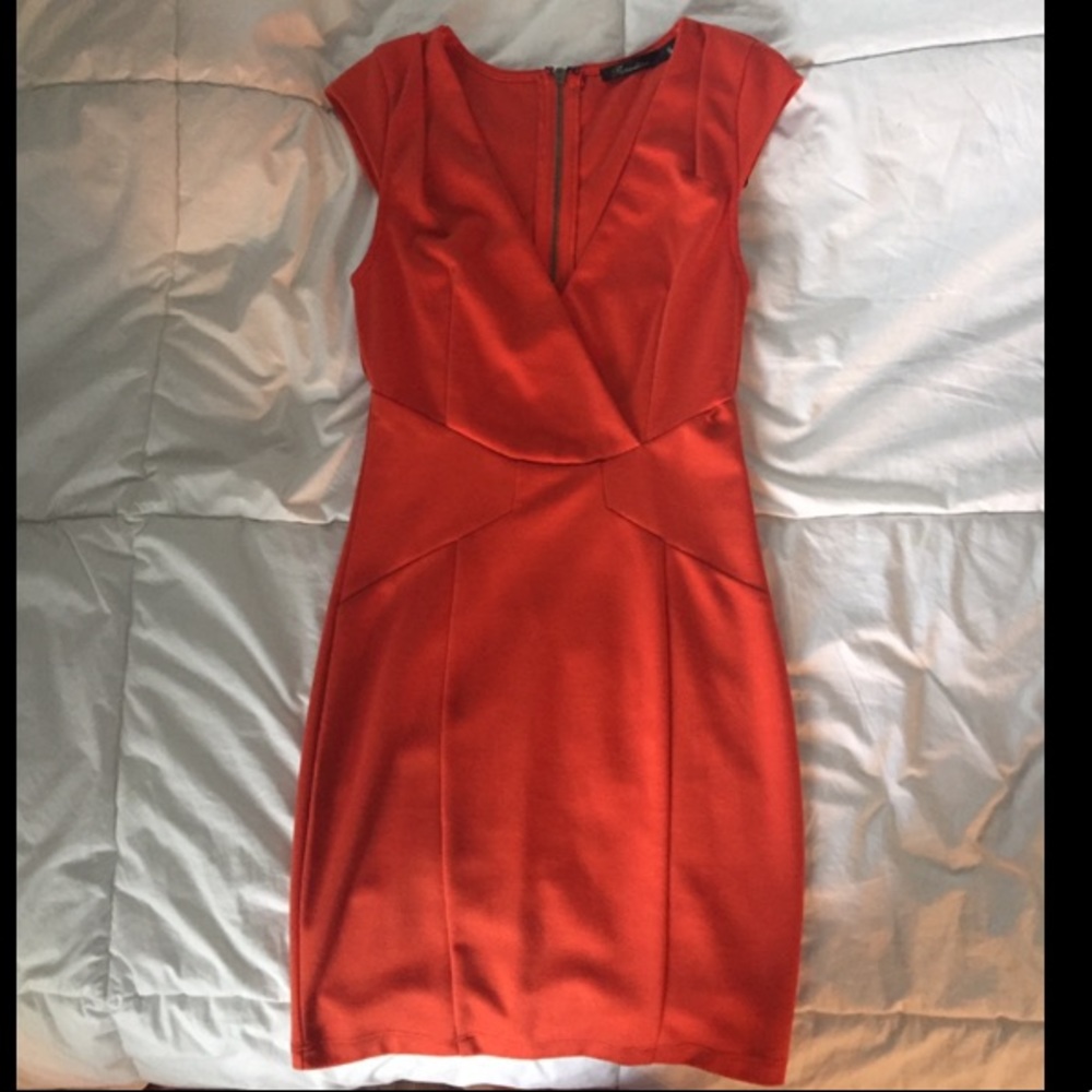 Orange fitted dress