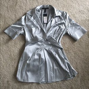 NWT BCBG Maxazria Silk Gray Blouse M