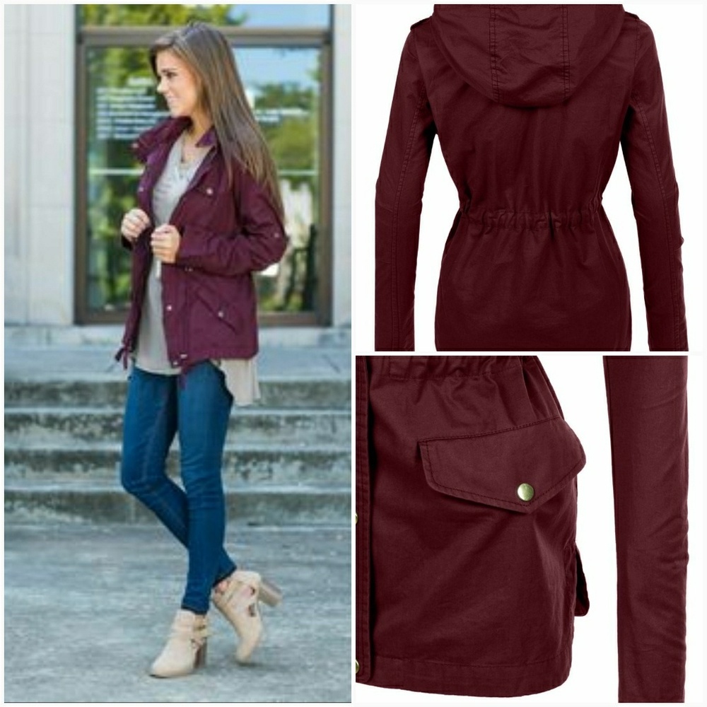Burgundy Utility Jacket - Picture 3 of 6