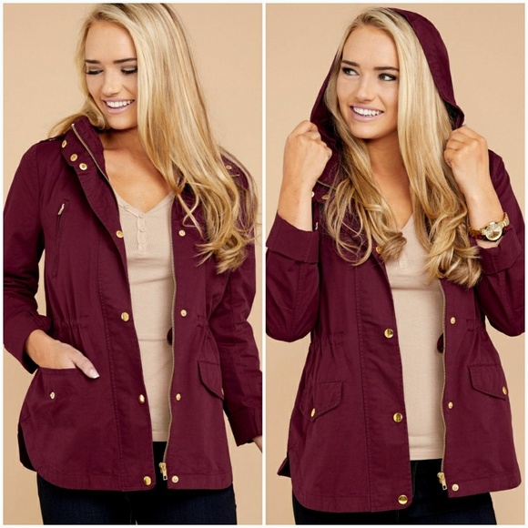 Burgundy Utility Jacket - Picture 2 of 6