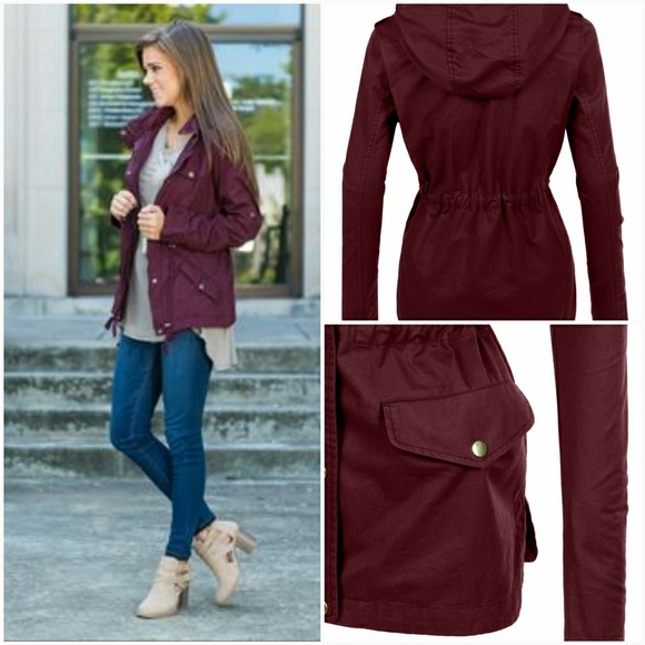 Burgundy Utility Jacket - Picture 3 of 6