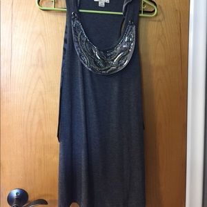 Grey embellished tank