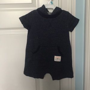 Baby boy one piece shorts outfit with hood