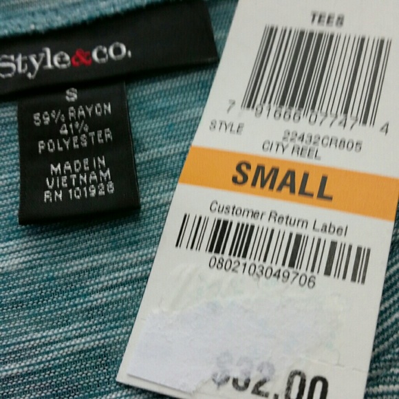 Style & Co Embellished Stretch Short Sleeve Blouse - Picture 5 of 6