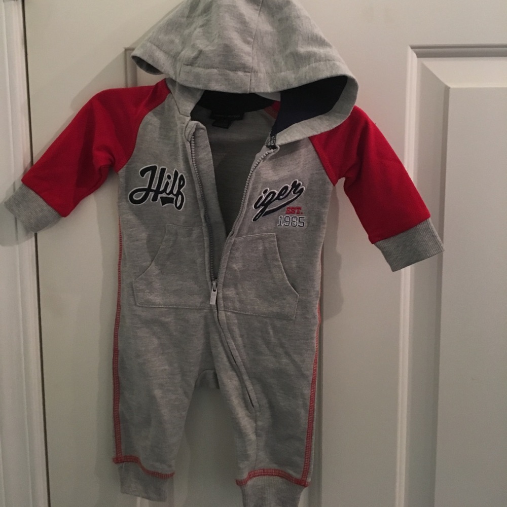 Tommy Hilfiger's Red/Navy/Grey Hooded Coverall