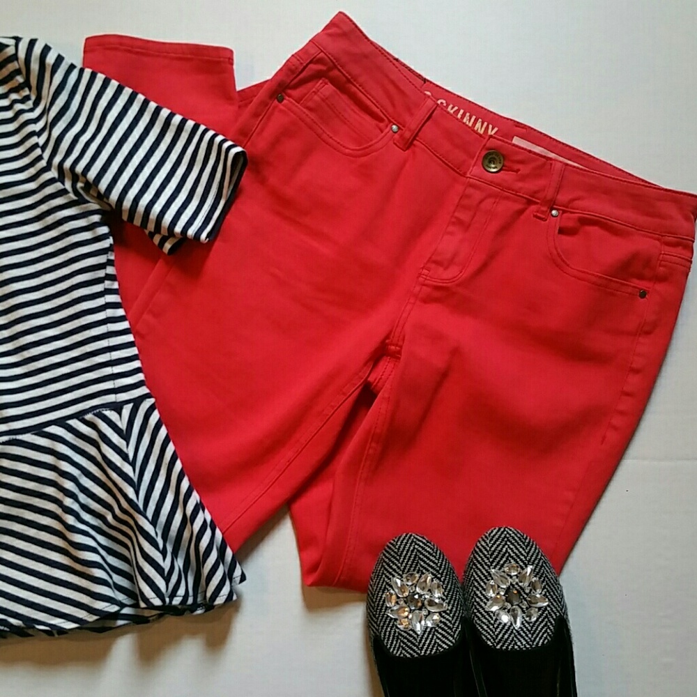 Red Skinny Jeans DKNY Soho Skinny