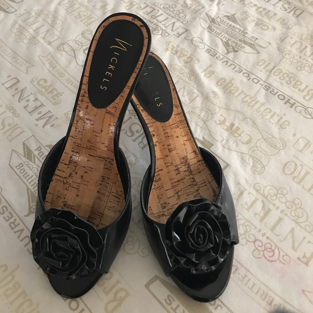 Very cute black patent leather sandals