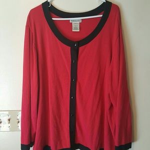 Jessica London Red & Black Cardigan