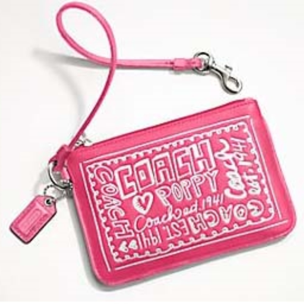 Coach Poppy Pink Patent Wristlet