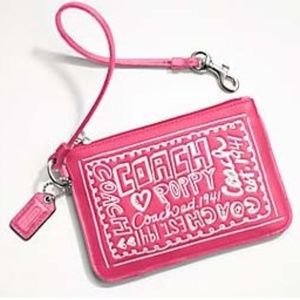 Coach Poppy Pink Patent Wristlet