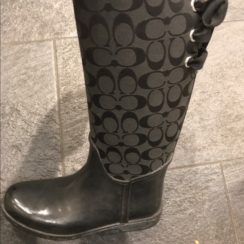 Coach black rain boots 7.5