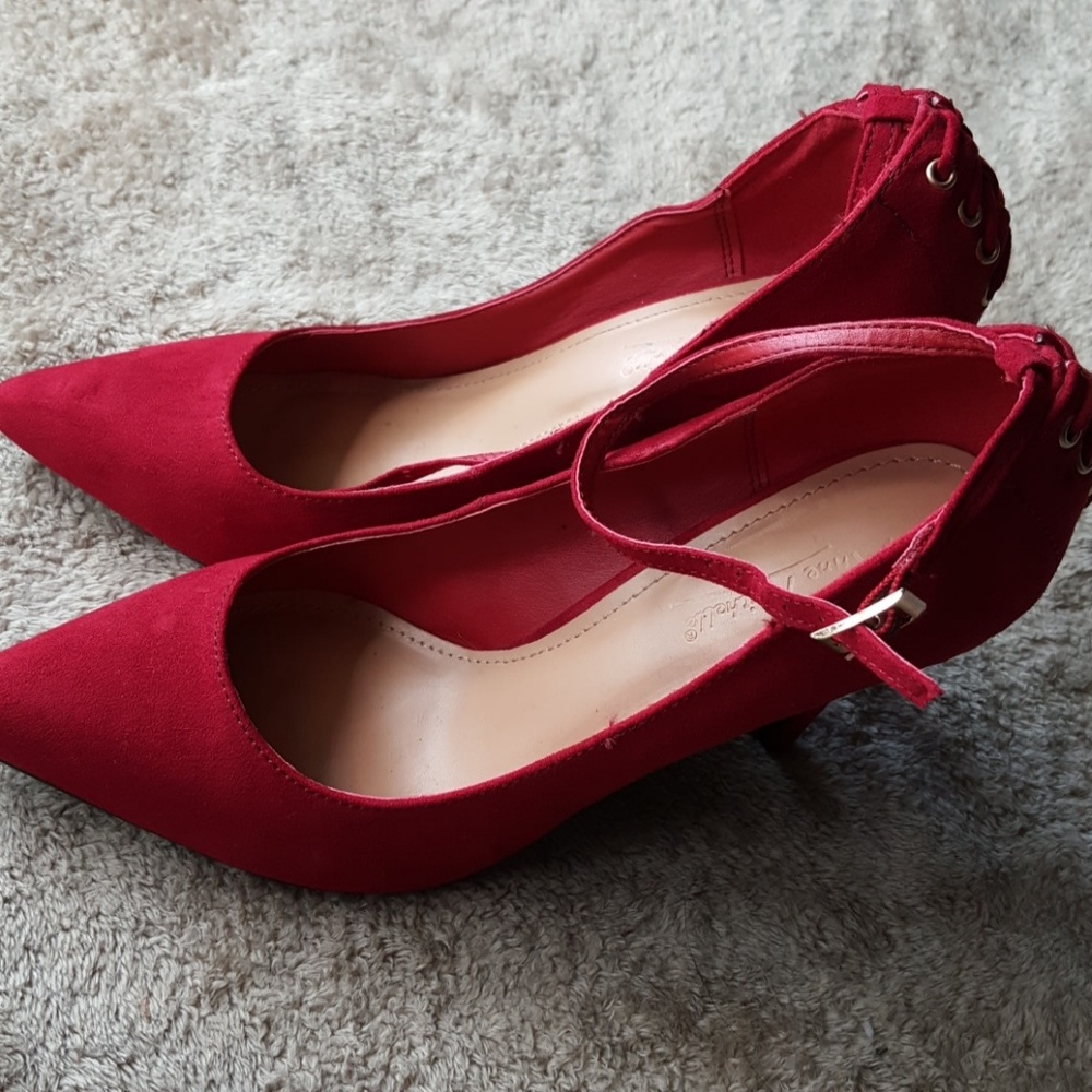 Red lacey up heels