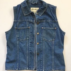 Eddie Bauer blue jean denim vest size medium
