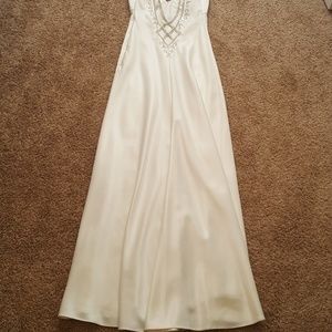 Ivory Satin Evening (or Wedding) Gown, Low Back