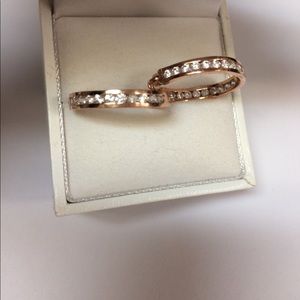 Pretty Rose Tone CZ Hoop Earrings