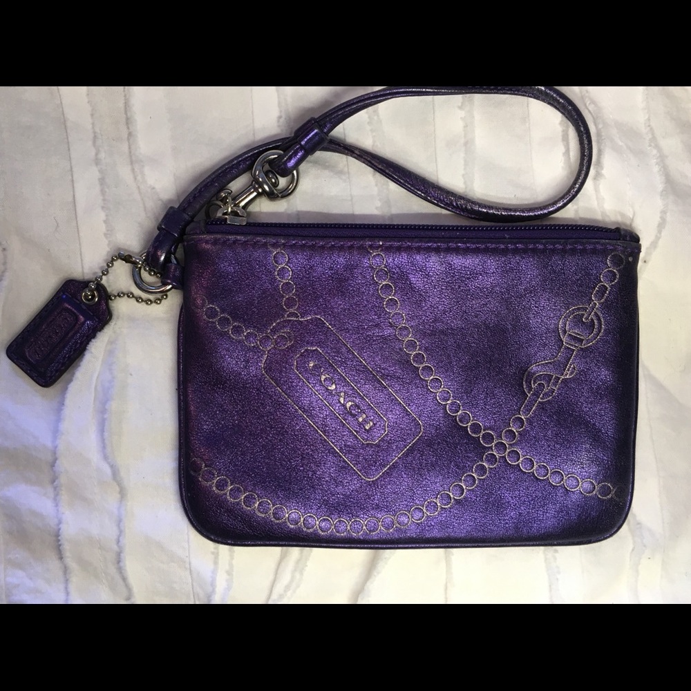 Coach purple leather wristlet