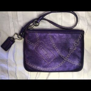 Coach purple leather wristlet
