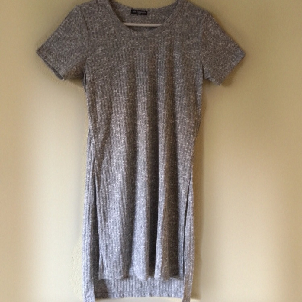 Ribbed Side Slit T-shirt Dress