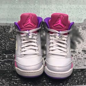 Air Jordan Retro 5 Cement Grey/Pink Flash 6.5y/8w