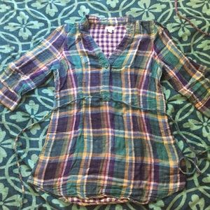 3 for $10 🍭 plaid shirt blue green hue