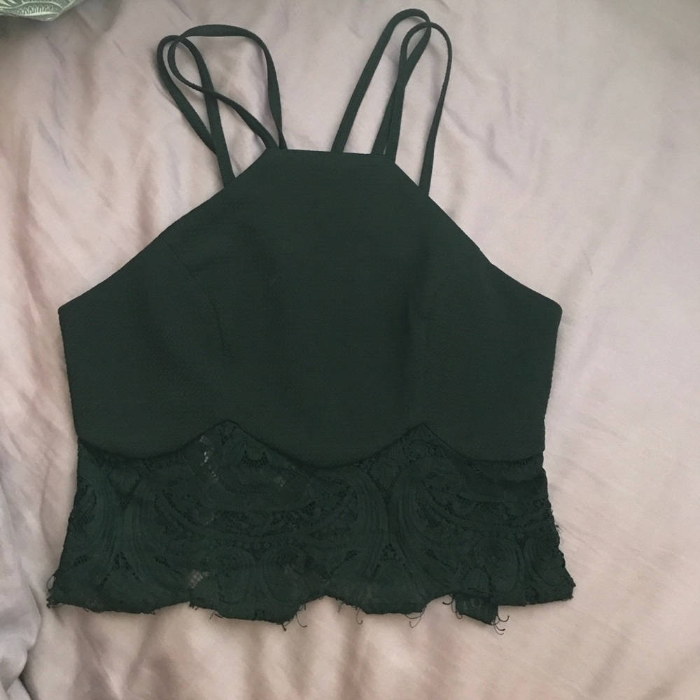 LF double strap lace crop top