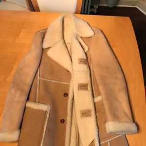 Sherpa/ shearling lined suede winter jacket