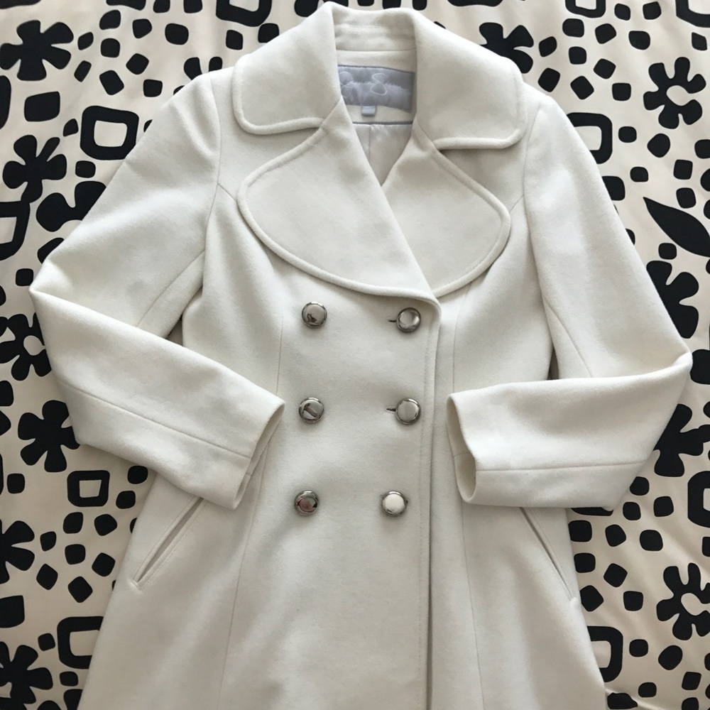 Jessica Simpson winter white coat