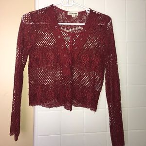 Red Lace Up Crop Top