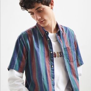 UO '90s Stripe Short Sleeve Button-Down NWT