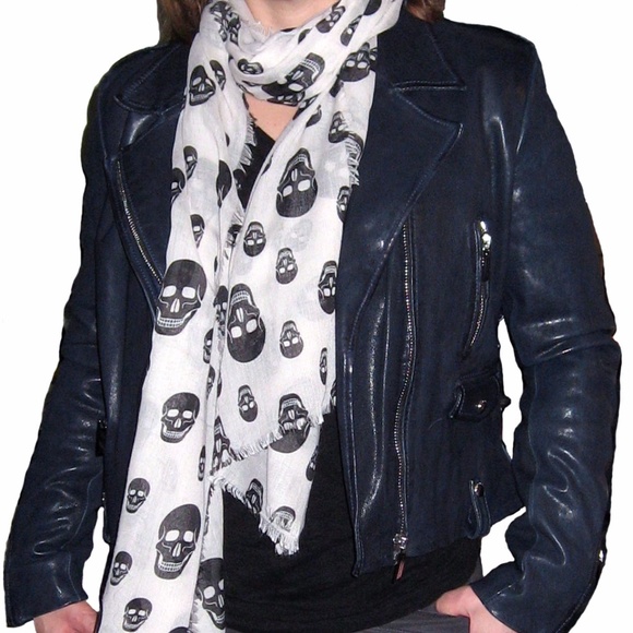 Barbara Bui Blue Lace Up Leather Motorcycle Jacket