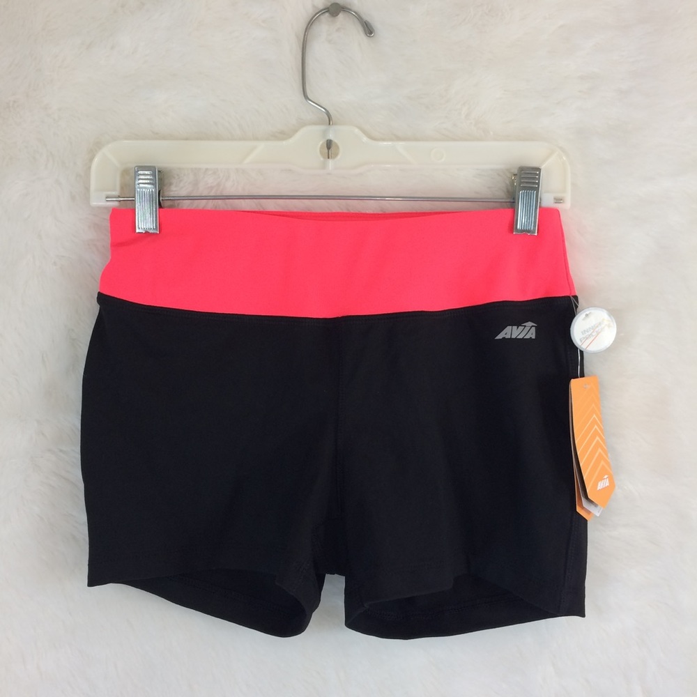 AVIA Black Neon Pink Reflective NWT Athletic Short