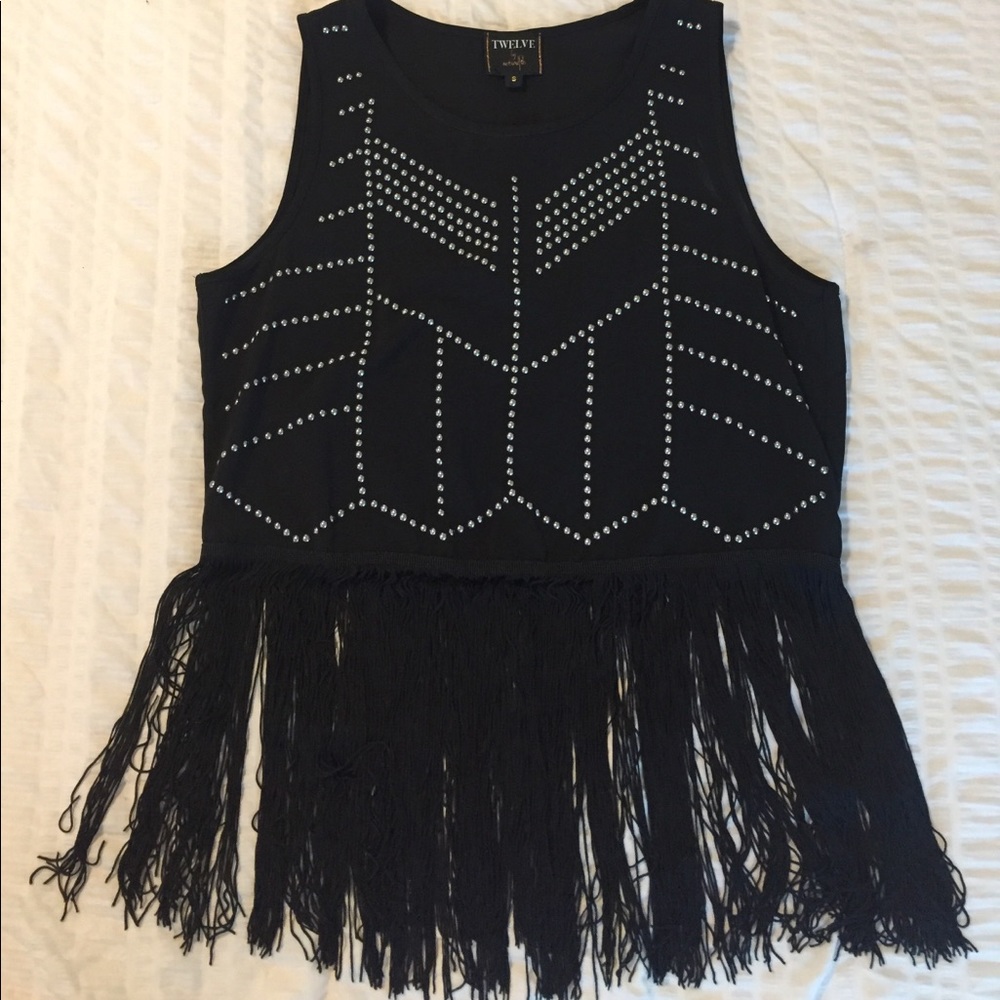 Studded Crop Top with Fringe