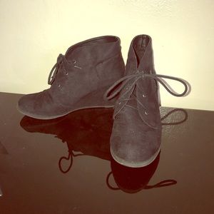 Black Suede wedge booties!